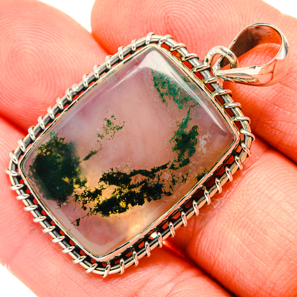 Green Moss Agate Pendants handcrafted by Anasilvercos - PD30600