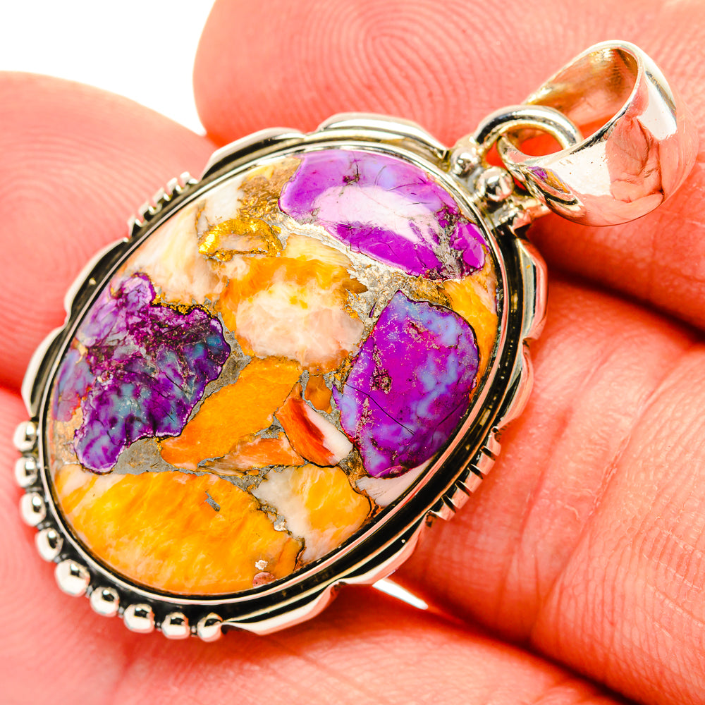 Purple Orange Copper Composite Turquoise Pendants handcrafted by Anasilvercos - PD30613