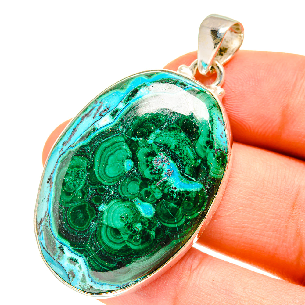 Malachite In Chrysocolla Pendants handcrafted by Anasilvercos - PD3063