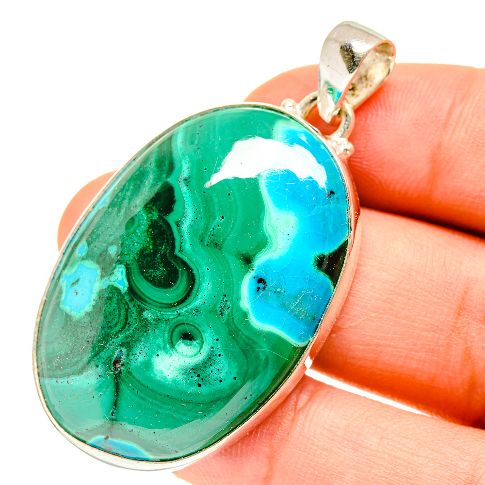 Malachite In Chrysocolla Pendants handcrafted by Anasilvercos - PD3064