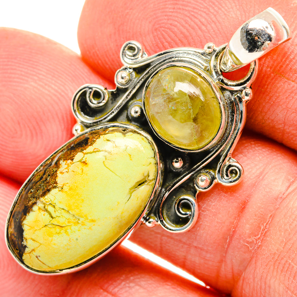 Lemon Chrysoprase Pendants handcrafted by Anasilvercos - PD30663