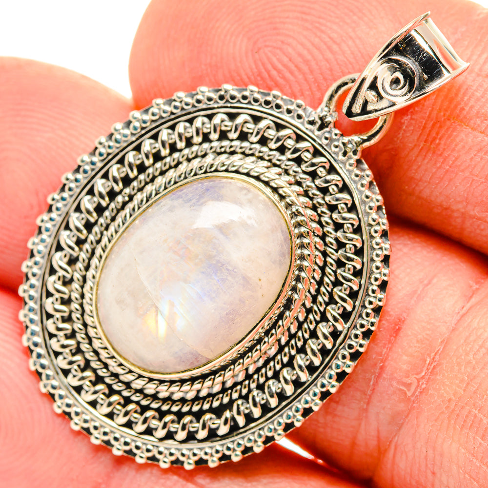 Rainbow Moonstone Pendants handcrafted by Anasilvercos - PD30730