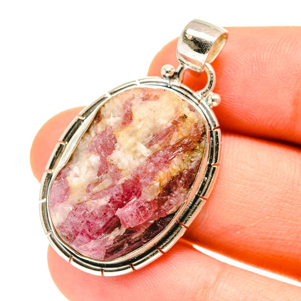 Pink Tourmaline In Quartz Pendants handcrafted by Anasilvercos - PD3074