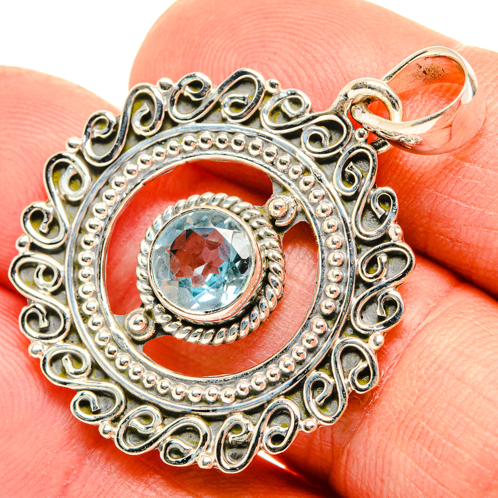 Blue Topaz Pendants handcrafted by Anasilvercos - PD30741