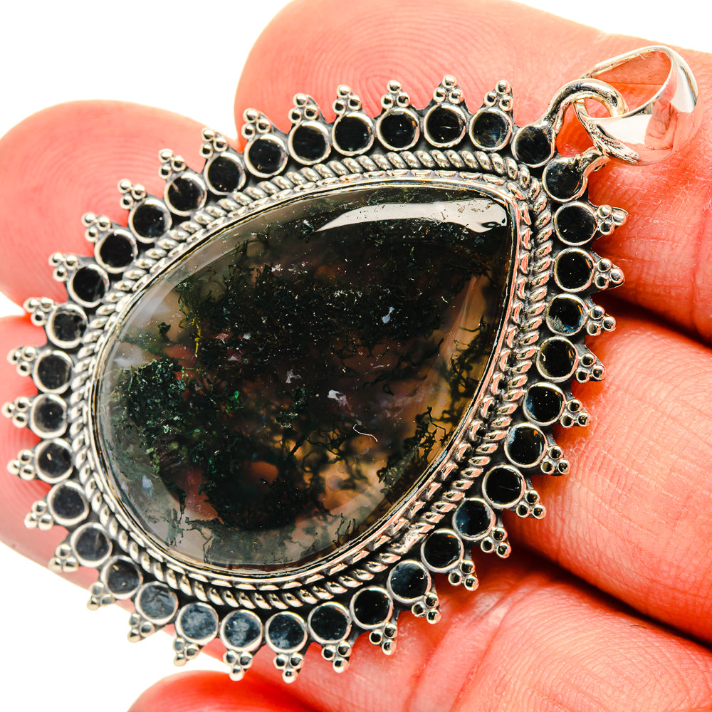 Green Moss Agate Pendants handcrafted by Anasilvercos - PD30757