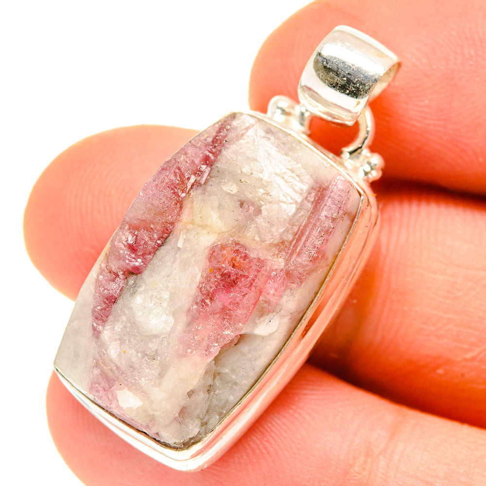 Pink Tourmaline In Quartz Pendants handcrafted by Anasilvercos - PD3082