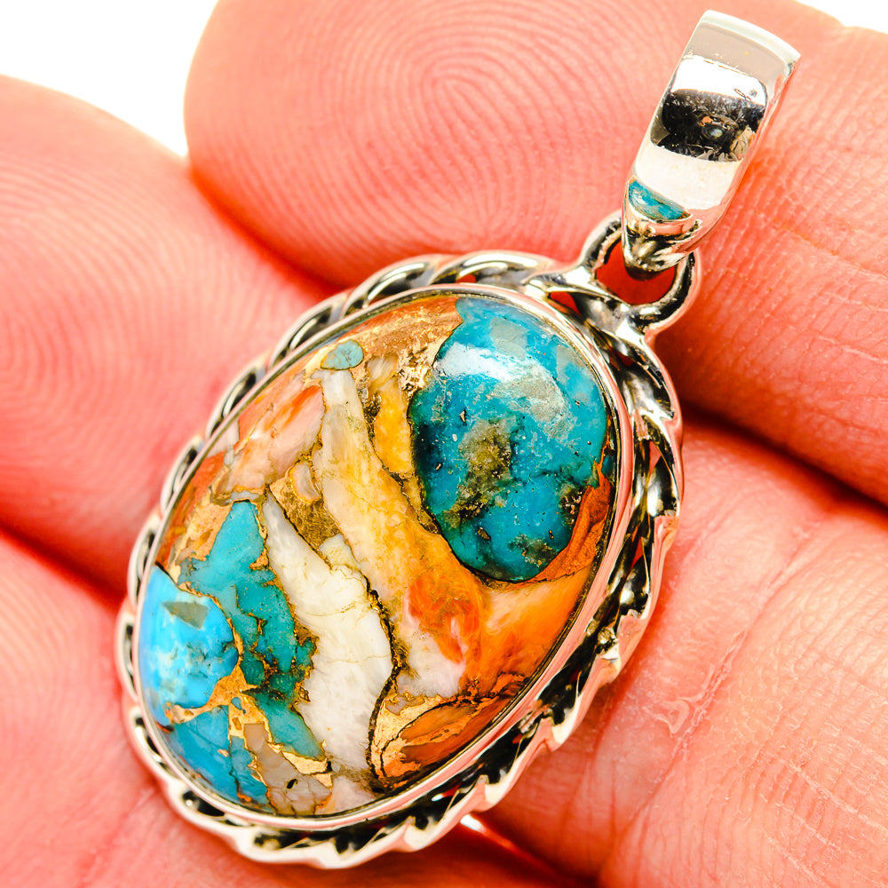 Kingman Pink Dahlia Turquoise Pendants handcrafted by Anasilvercos - PD30825