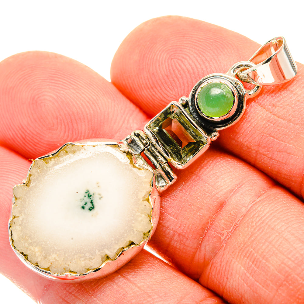 White Solar Quartz Pendants handcrafted by Anasilvercos - PD30845