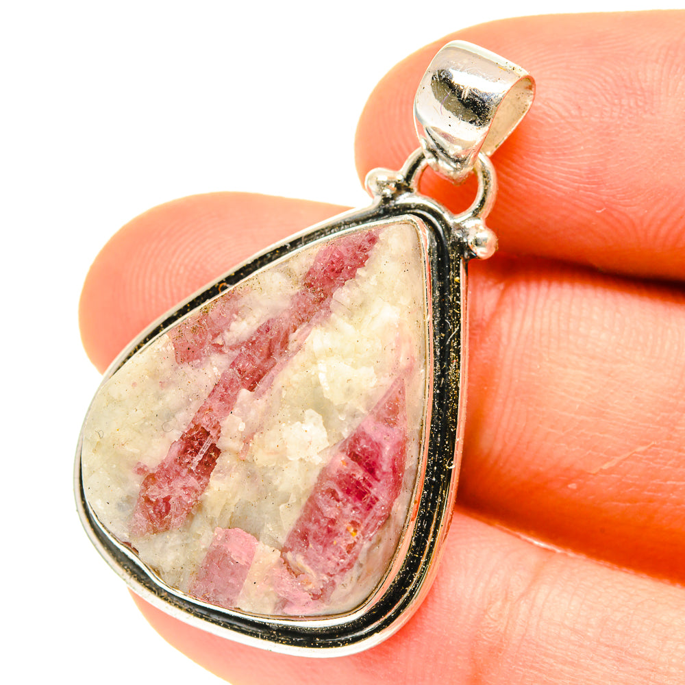Pink Tourmaline In Quartz Pendants handcrafted by Anasilvercos - PD3085