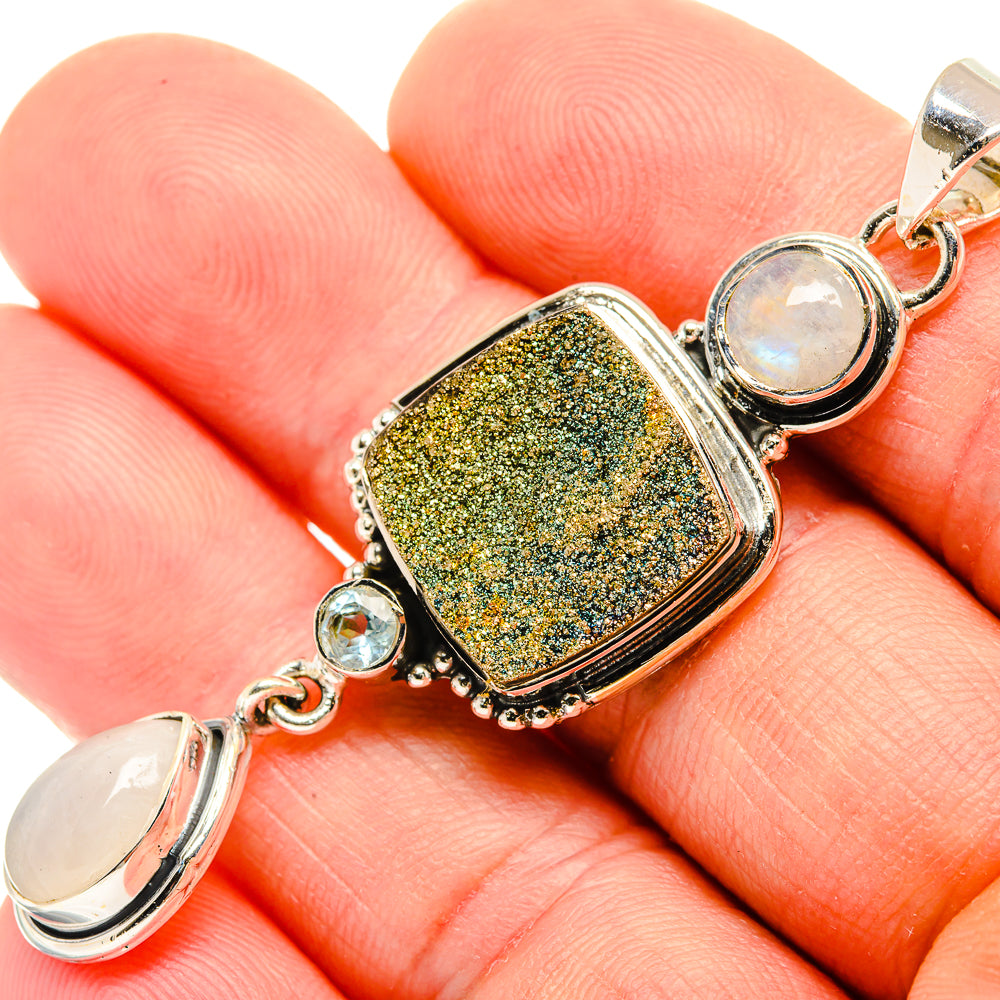 Spectro Pyrite Druzy Pendants handcrafted by Anasilvercos - PD30864