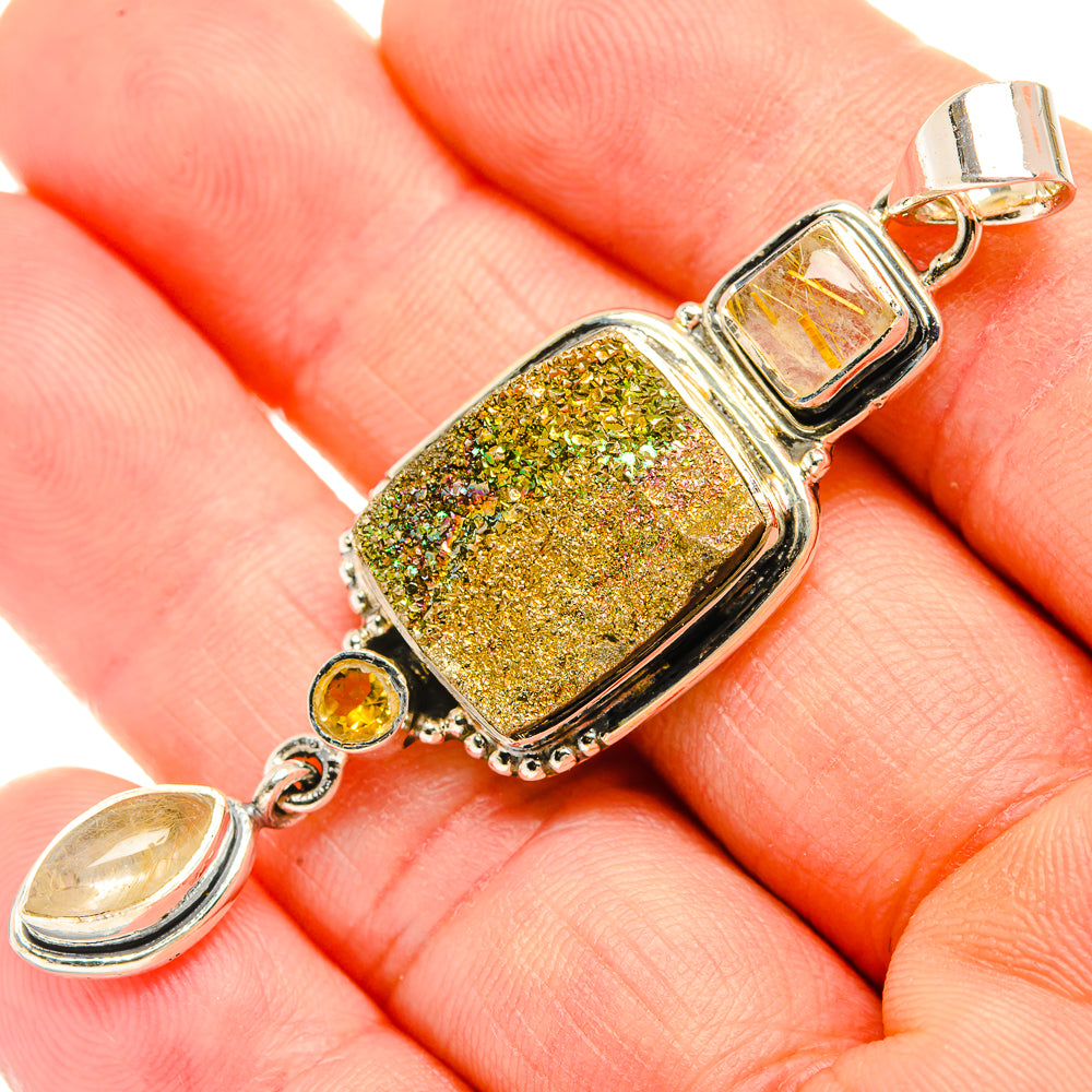 Spectro Pyrite Druzy Pendants handcrafted by Anasilvercos - PD30867