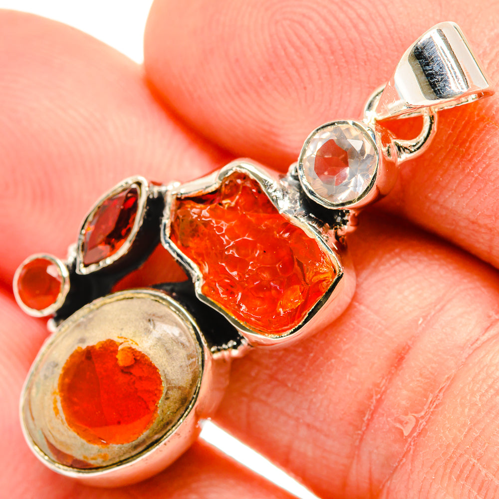 Mexican Fire Opal Pendants handcrafted by Anasilvercos - PD30870