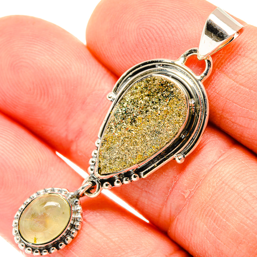 Spectro Pyrite Druzy Pendants handcrafted by Anasilvercos - PD30874