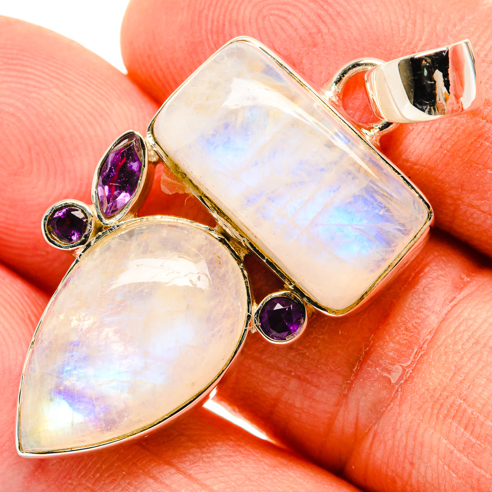 Rainbow Moonstone Pendants handcrafted by Anasilvercos - PD30887