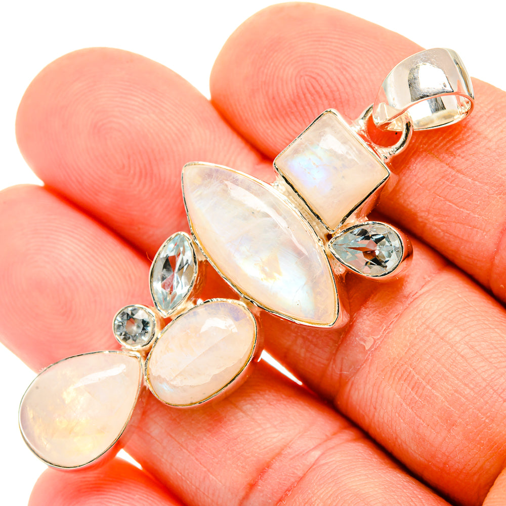 Rainbow Moonstone Pendants handcrafted by Anasilvercos - PD30889