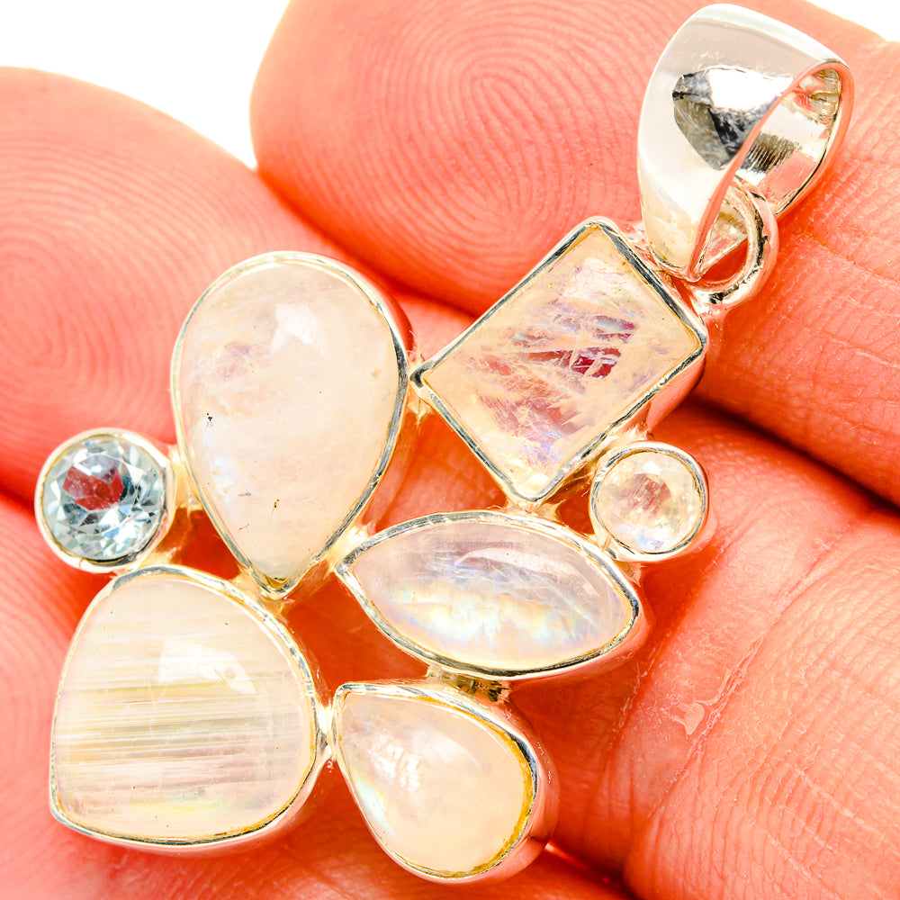 Rainbow Moonstone Pendants handcrafted by Anasilvercos - PD30898