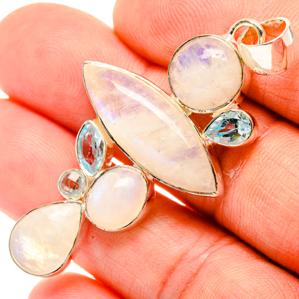 Rainbow Moonstone Pendants handcrafted by Anasilvercos - PD30899
