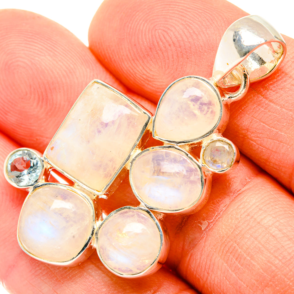 Rainbow Moonstone Pendants handcrafted by Anasilvercos - PD30901
