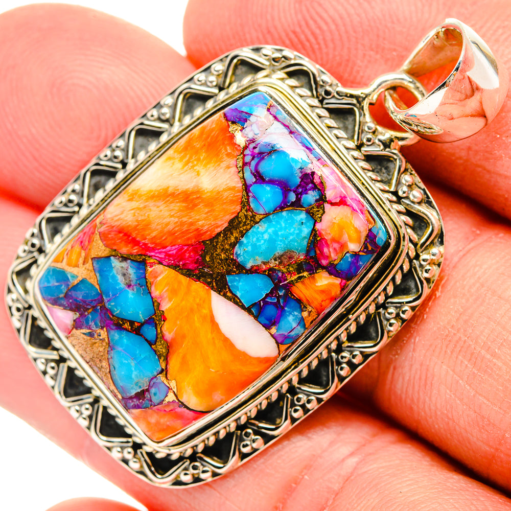 Kingman Pink Dahlia Turquoise Pendants handcrafted by Anasilvercos - PD30962