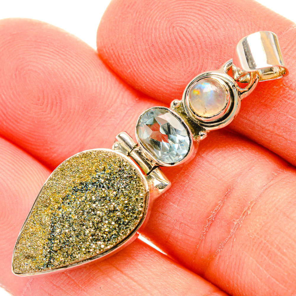 Spectro Pyrite Druzy Pendants handcrafted by Anasilvercos - PD30979