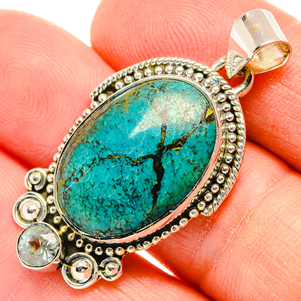 Tibetan Turquoise Pendants handcrafted by Anasilvercos - PD30983