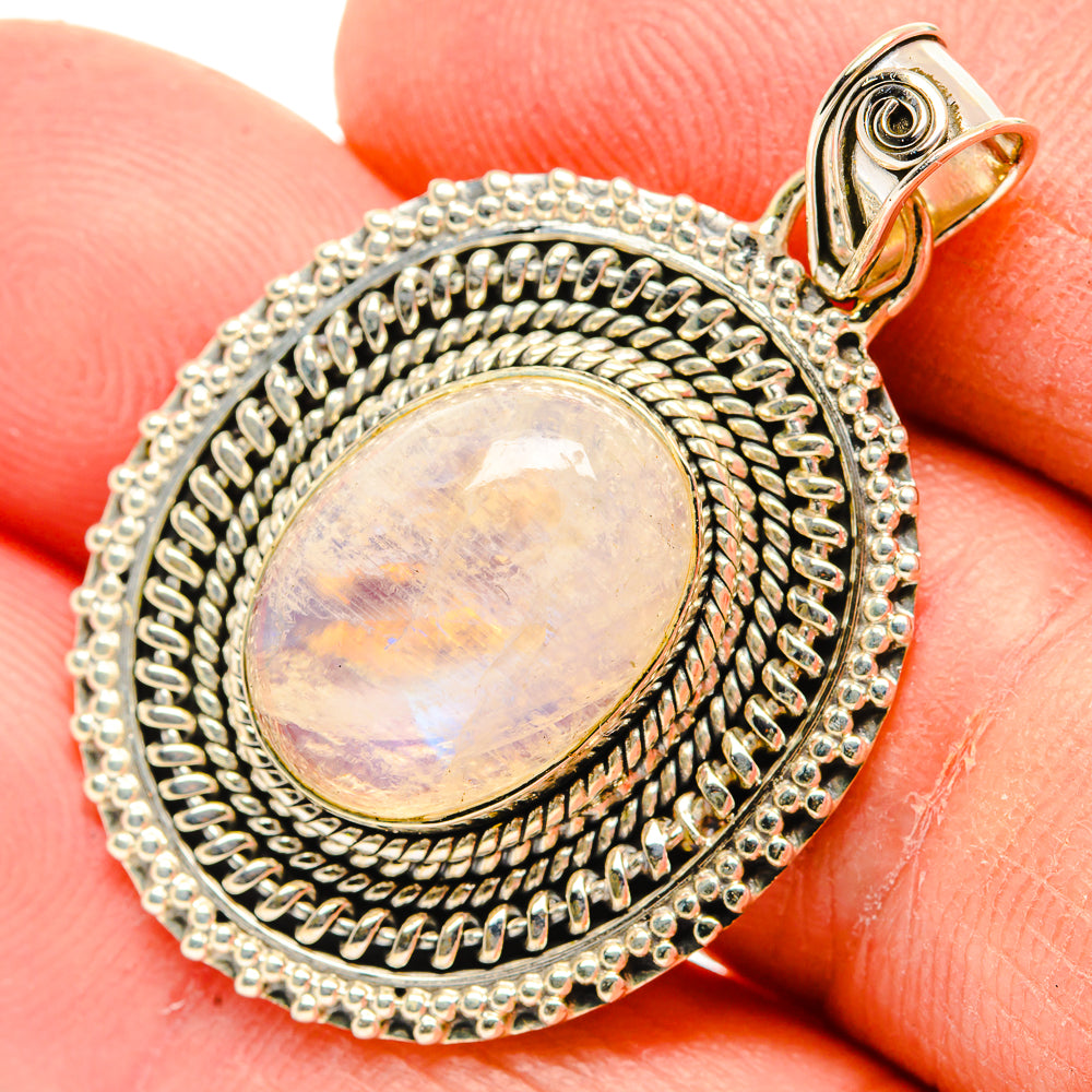 Rainbow Moonstone Pendants handcrafted by Anasilvercos - PD31000