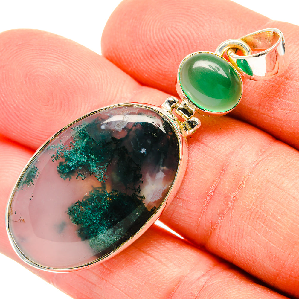 Green Moss Agate Pendants handcrafted by Anasilvercos - PD31014