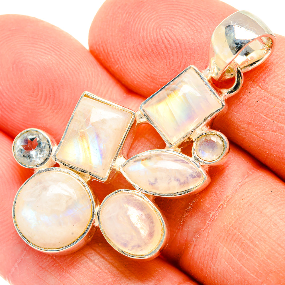 Rainbow Moonstone Pendants handcrafted by Anasilvercos - PD31016