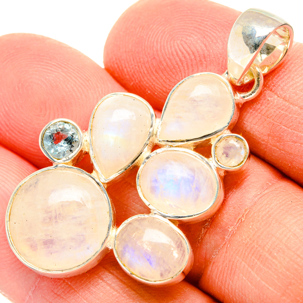 Rainbow Moonstone Pendants handcrafted by Anasilvercos - PD31044