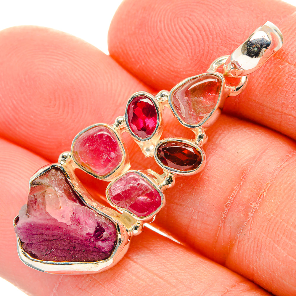 Pink Tourmaline Pendants handcrafted by Anasilvercos - PD31069