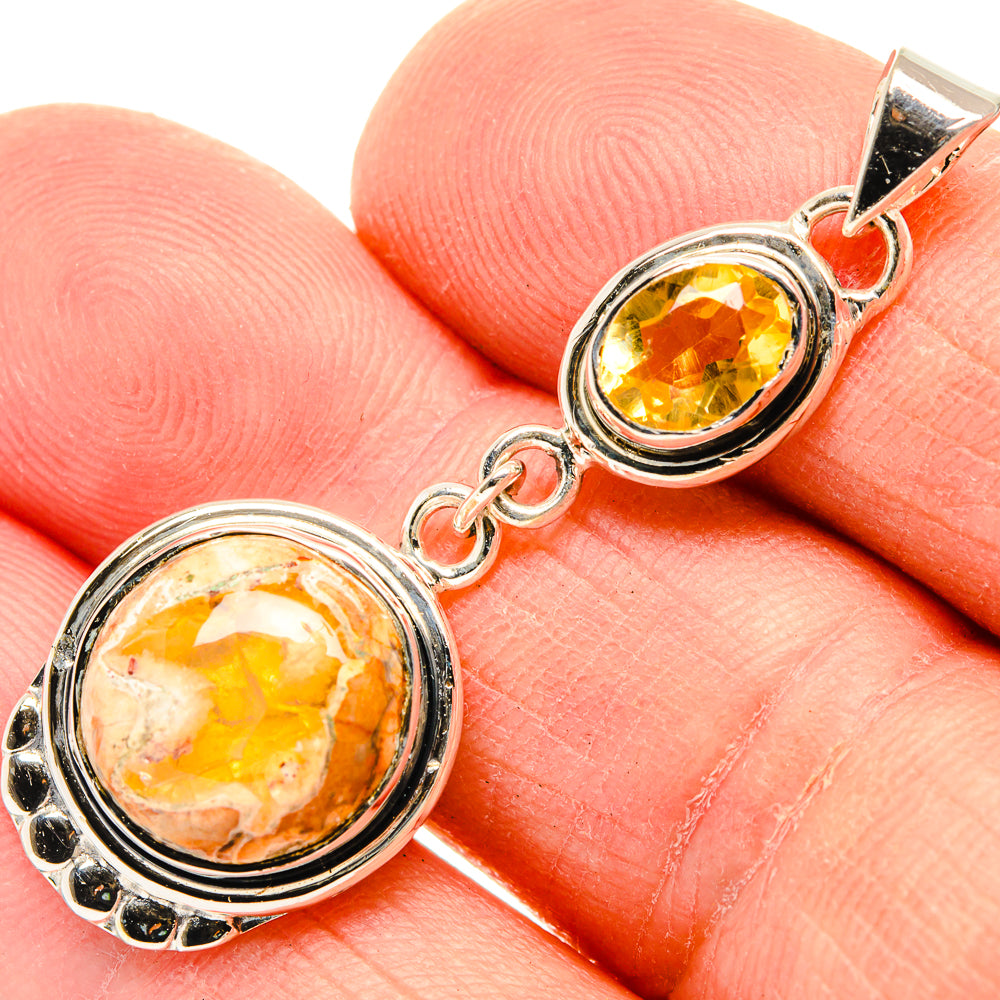 Mexican Fire Opal Pendants handcrafted by Anasilvercos - PD31093