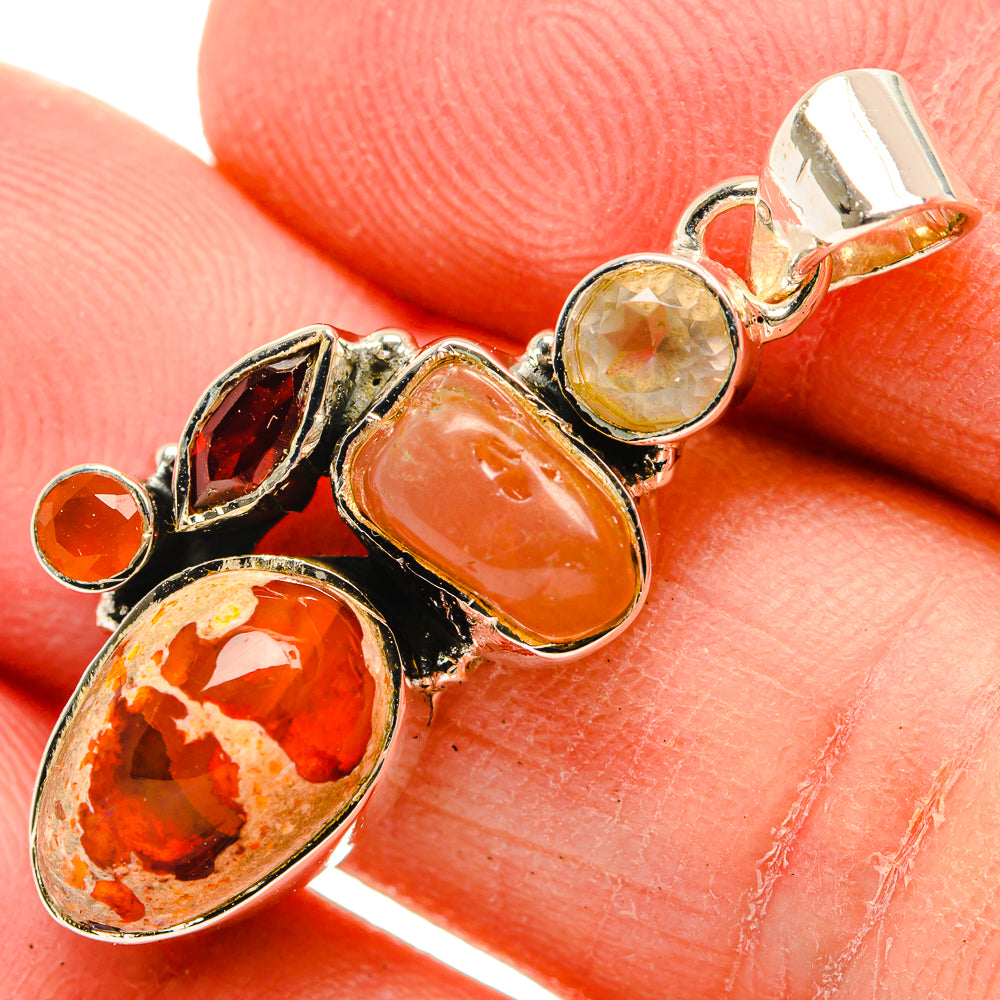 Mexican Fire Opal Pendants handcrafted by Anasilvercos - PD31097