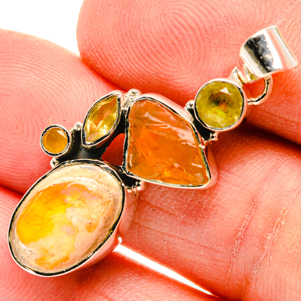 Mexican Fire Opal Pendants handcrafted by Anasilvercos - PD31101