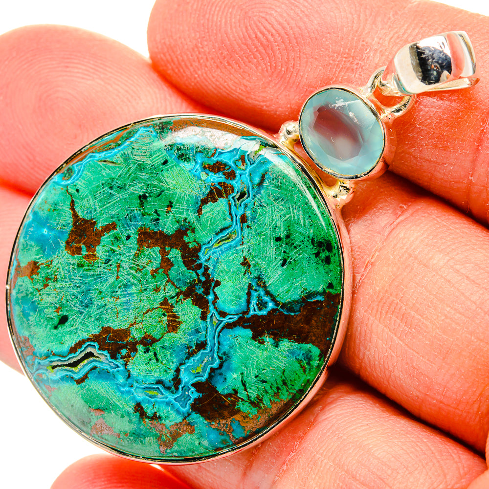Chrysocolla In Malachite Pendants handcrafted by Anasilvercos - PD31154