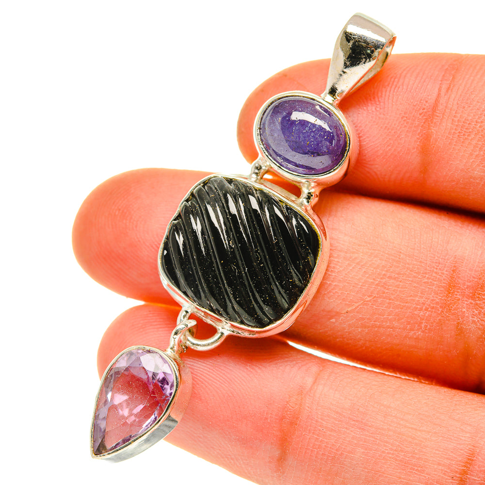 Black Onyx Pendants handcrafted by Anasilvercos - PD3116