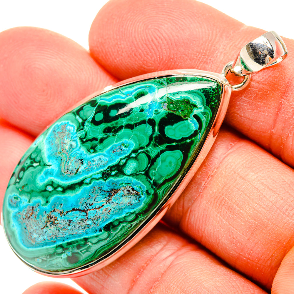 Chrysocolla In Malachite Pendants handcrafted by Anasilvercos - PD31167