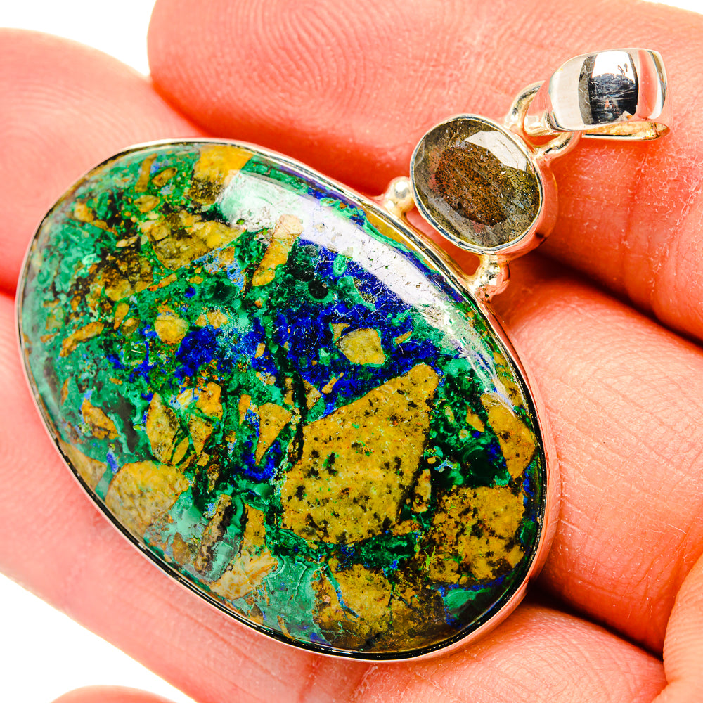 Azurite In Malachite Pendants handcrafted by Anasilvercos - PD31176