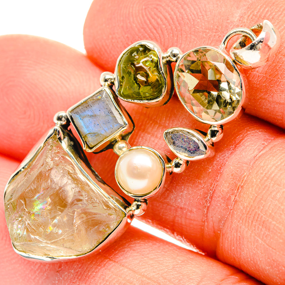 Rainbow Moonstone Pendants handcrafted by Anasilvercos - PD31211