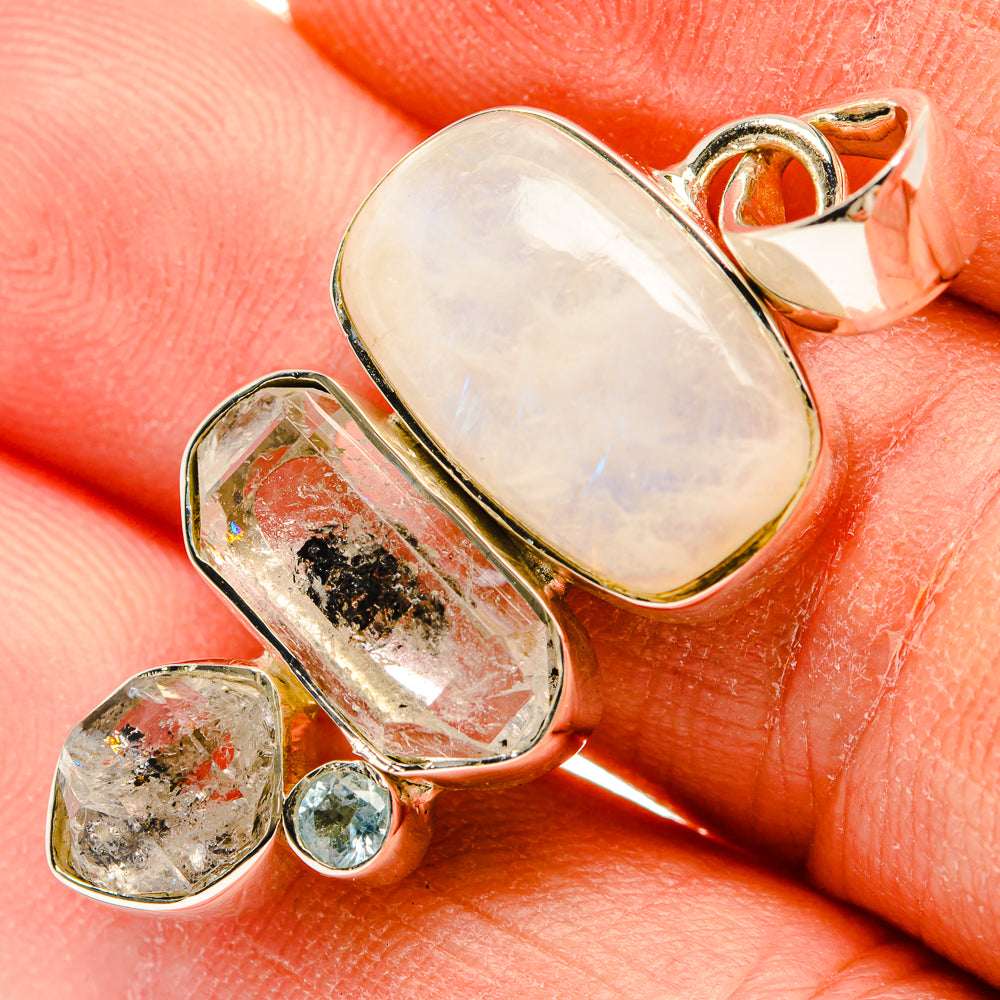 Rainbow Moonstone Pendants handcrafted by Anasilvercos - PD31213