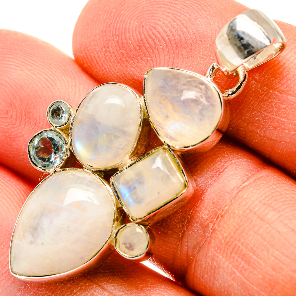 Rainbow Moonstone Pendants handcrafted by Anasilvercos - PD31215