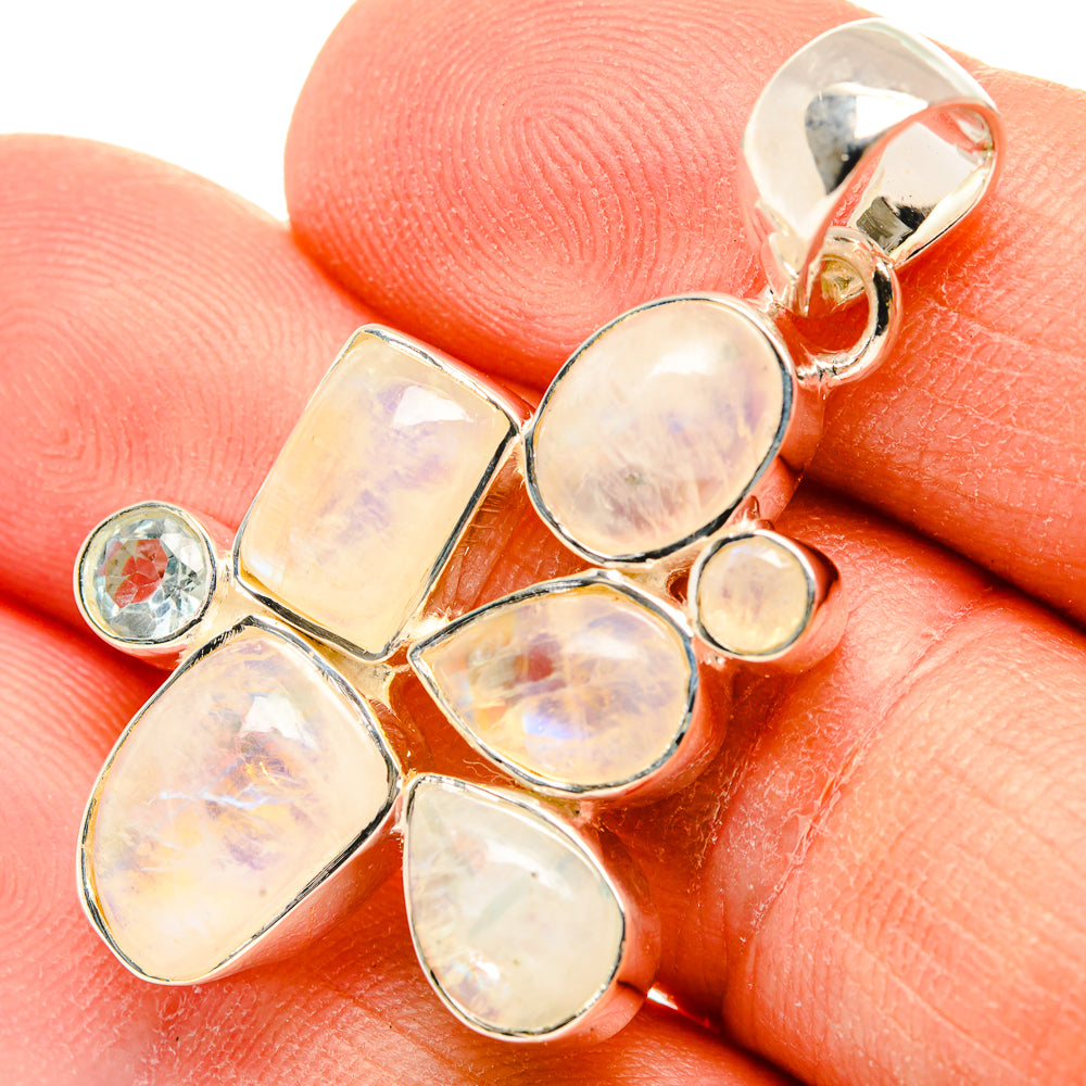 Rainbow Moonstone Pendants handcrafted by Anasilvercos - PD31216