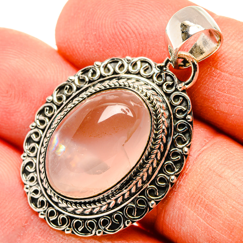 Rose Quartz Pendants handcrafted by Anasilvercos - PD31220