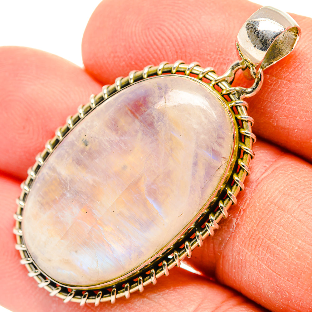 Rainbow Moonstone Pendants handcrafted by Anasilvercos - PD31225