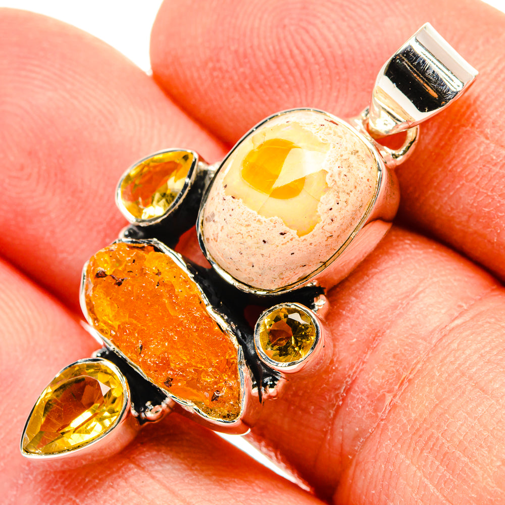 Mexican Fire Opal Pendants handcrafted by Anasilvercos - PD31234
