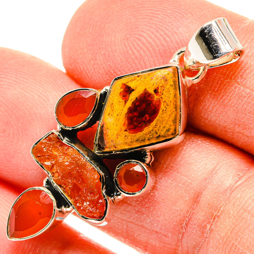 Mexican Fire Opal Pendants handcrafted by Anasilvercos - PD31245