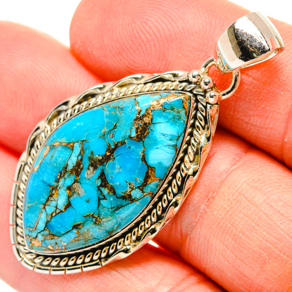 Blue Copper Composite Turquoise Pendants handcrafted by Anasilvercos - PD31272