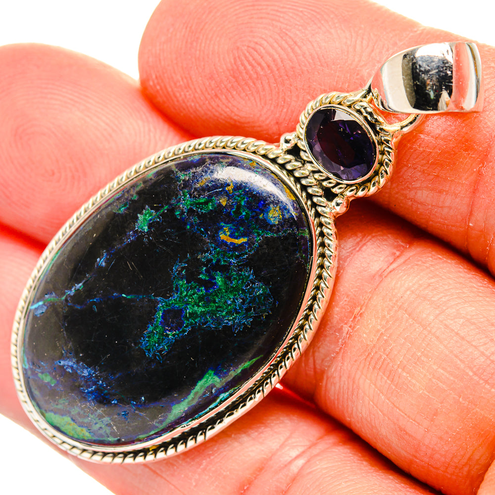 Azurite In Malachite Pendants handcrafted by Anasilvercos - PD31276