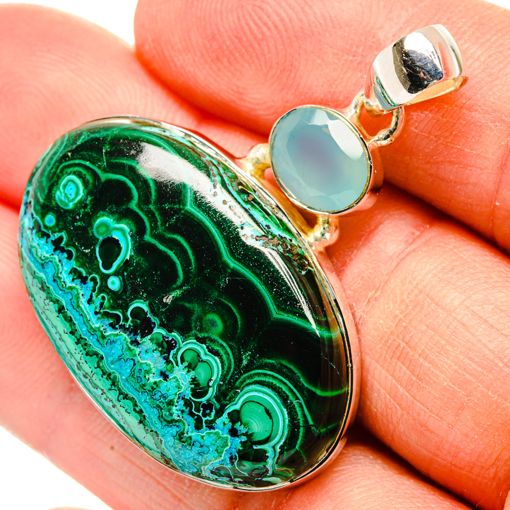 Malachite In Chrysocolla Pendants handcrafted by Anasilvercos - PD31282