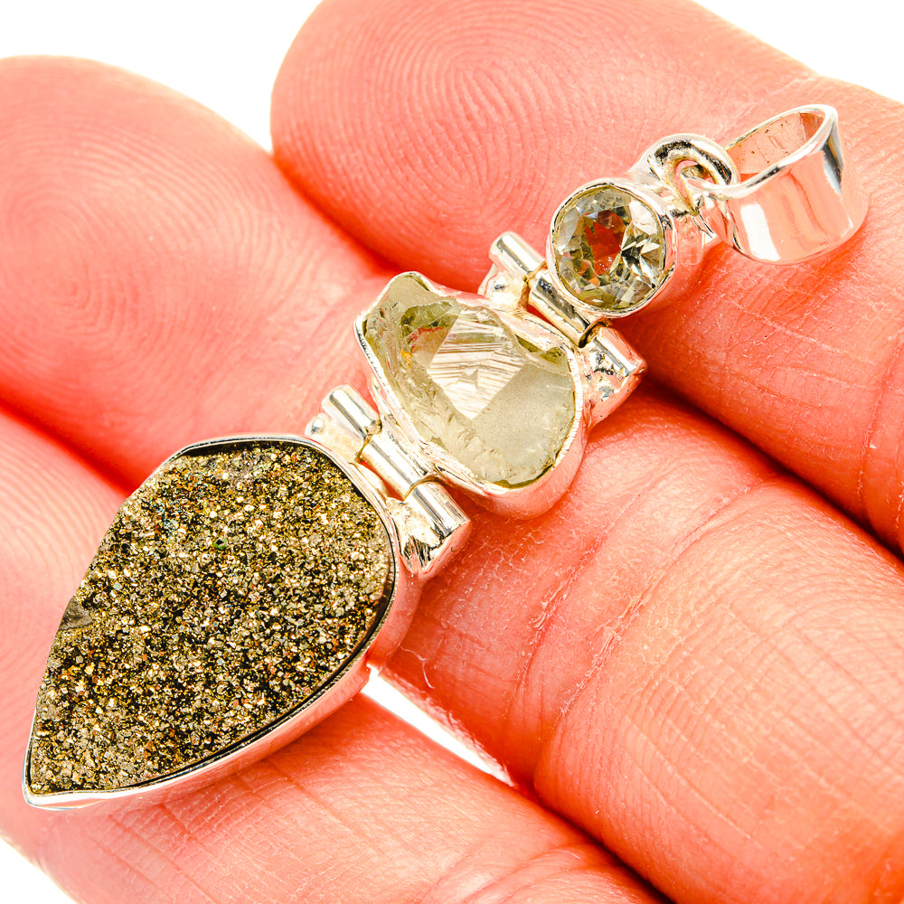 Spectro Pyrite Druzy Pendants handcrafted by Anasilvercos - PD31303
