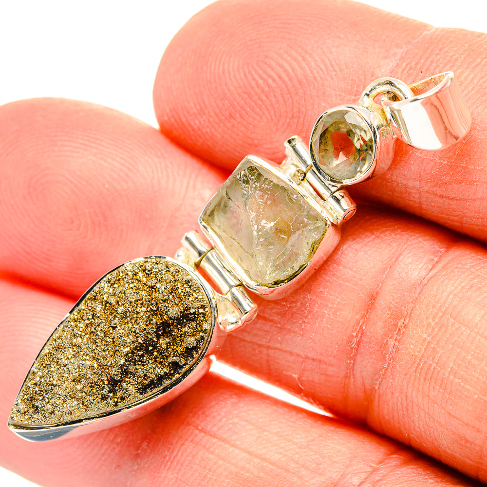 Spectro Pyrite Druzy Pendants handcrafted by Anasilvercos - PD31304